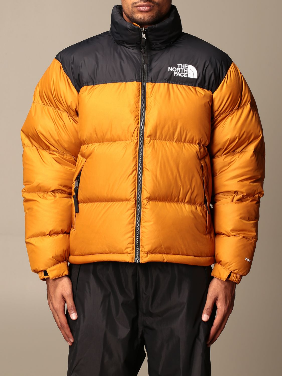 THE NORTH FACE: down jacket in quilted bicolor nylon - Gold | The North ...