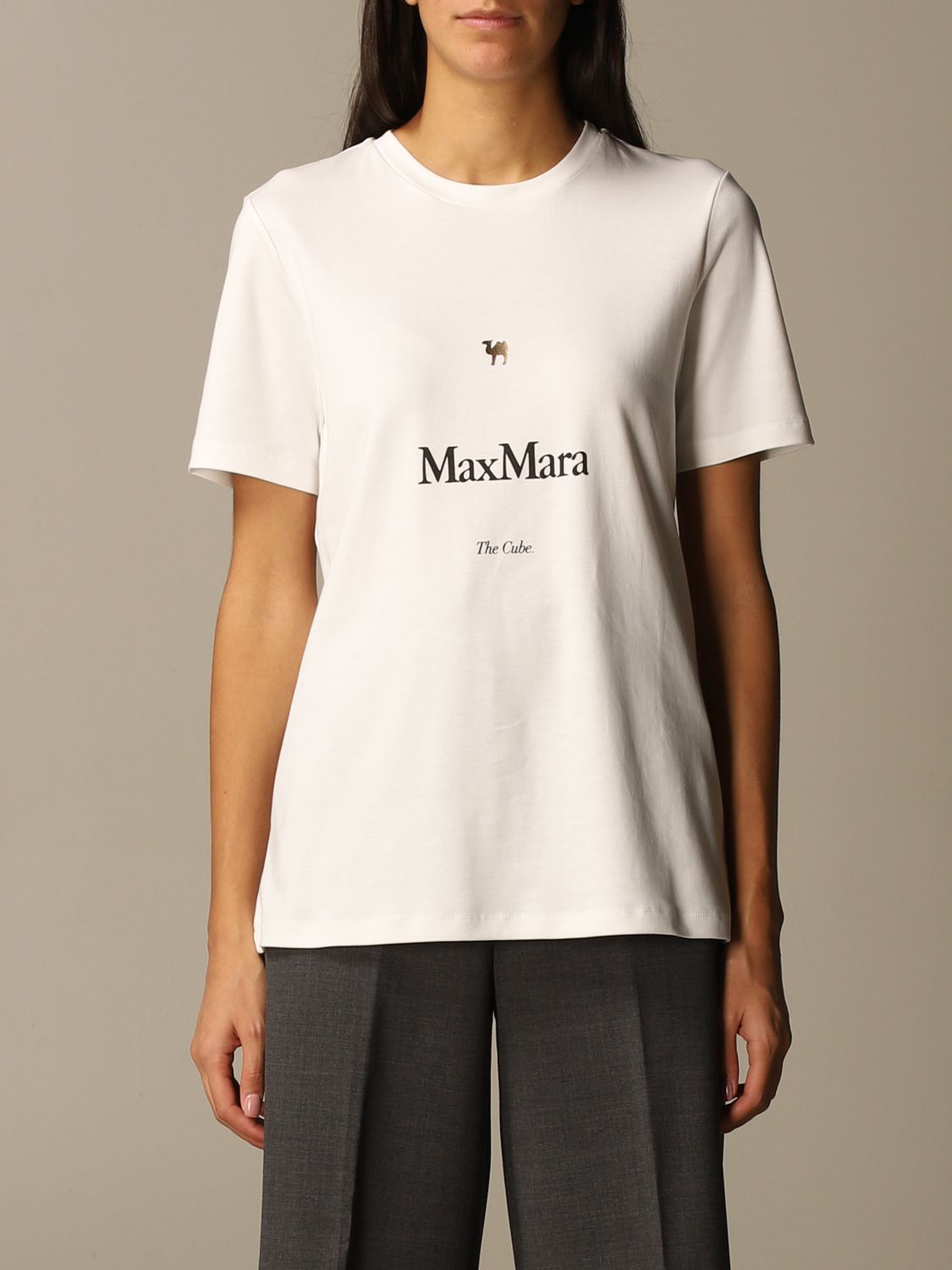 Max Mara cotton t-shirt with logo | T-Shirt Max Mara Women White | T-Shirt  Max Mara 99760103600 Giglio EN