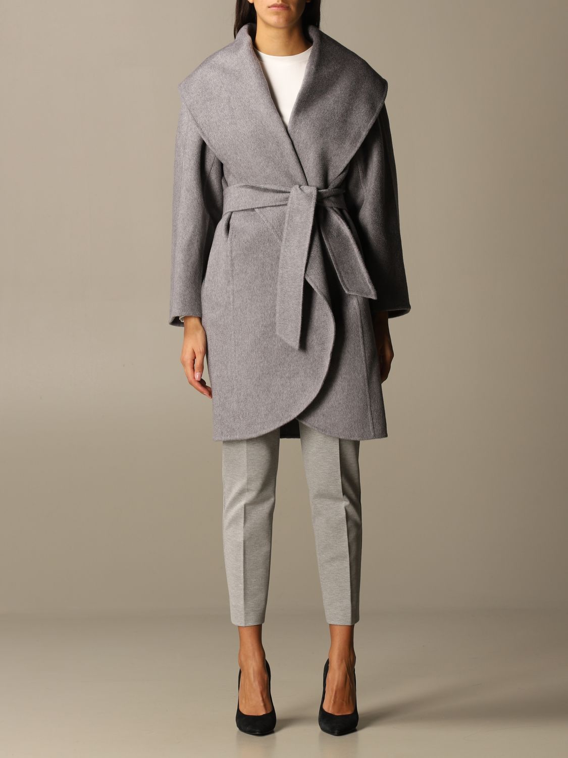 MAX MARA: dressing gown coat - Grey | Coat Max Mara 10160409600 GIGLIO.COM