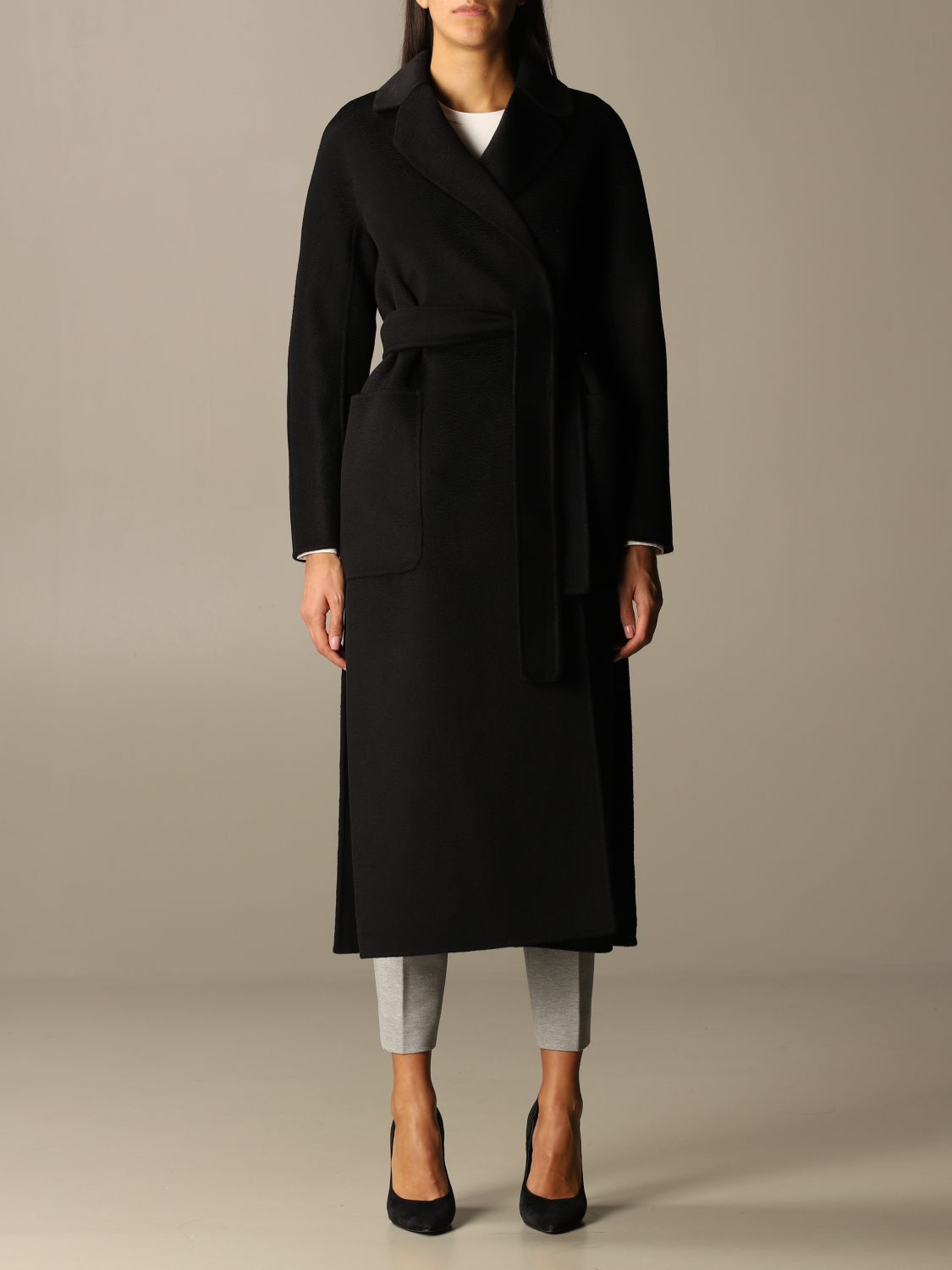 'S MAX MARA: S Max Mara dressing gown coat - Black | 'S Max Mara coat ...