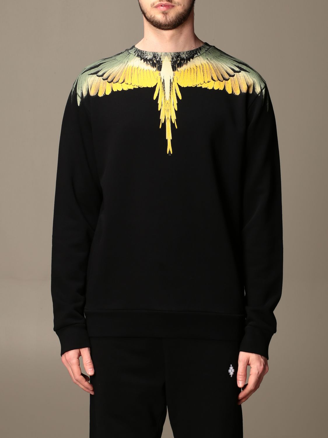 MARCELO BURLON: sweatshirt with wings print - Black | Marcelo Burlon ...