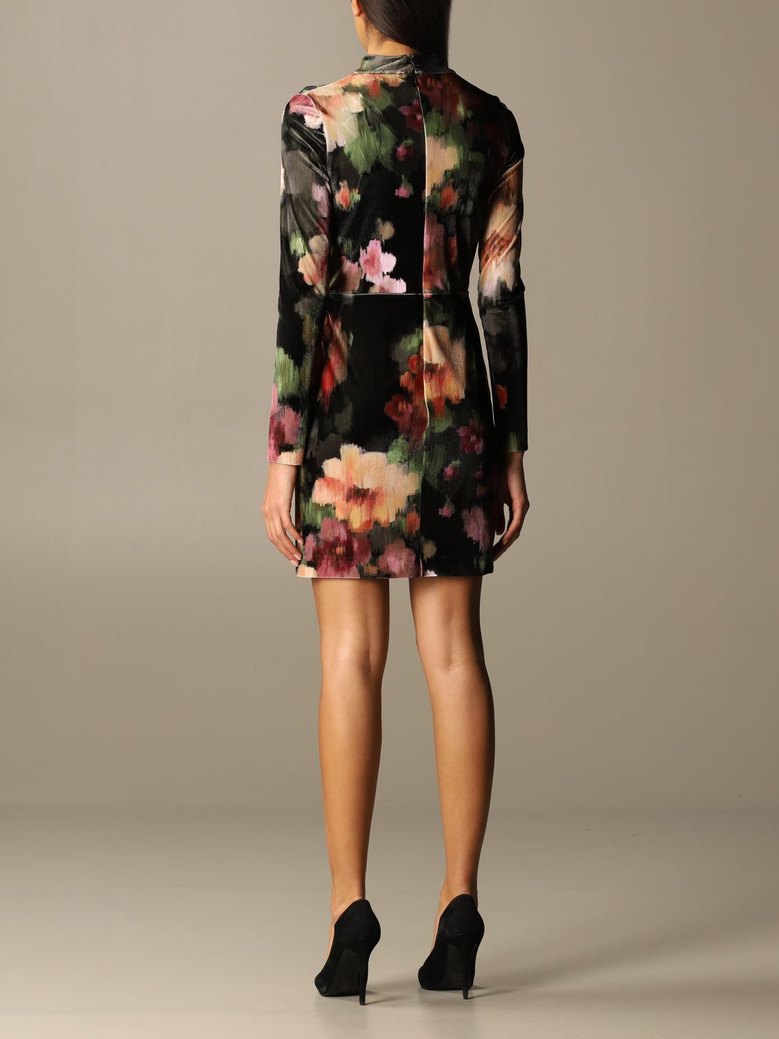 TWINSET: Abito Twin-set in jersey di velluto con stampa floreale - Fantasia  | Abito Twinset 202TT2361 GIGLIO.COM