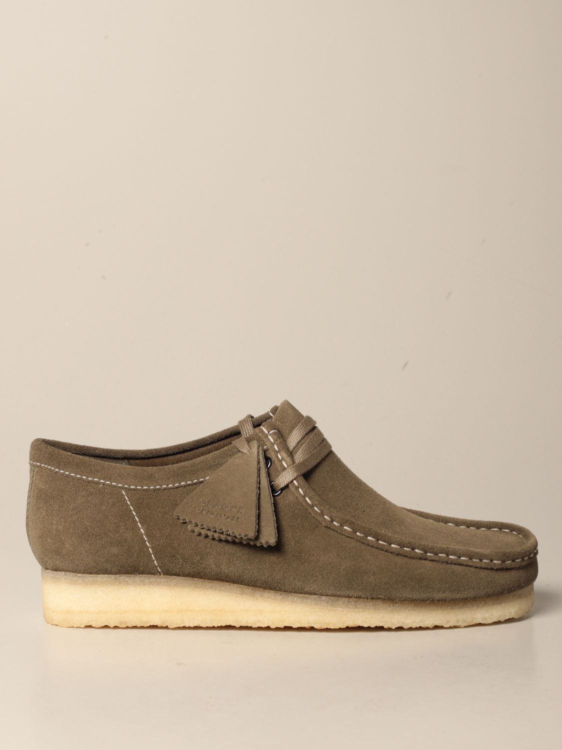 CLARKS: moccasin in suede - Kaki | Clarks loafers 26155399 online GIGLIO.COM