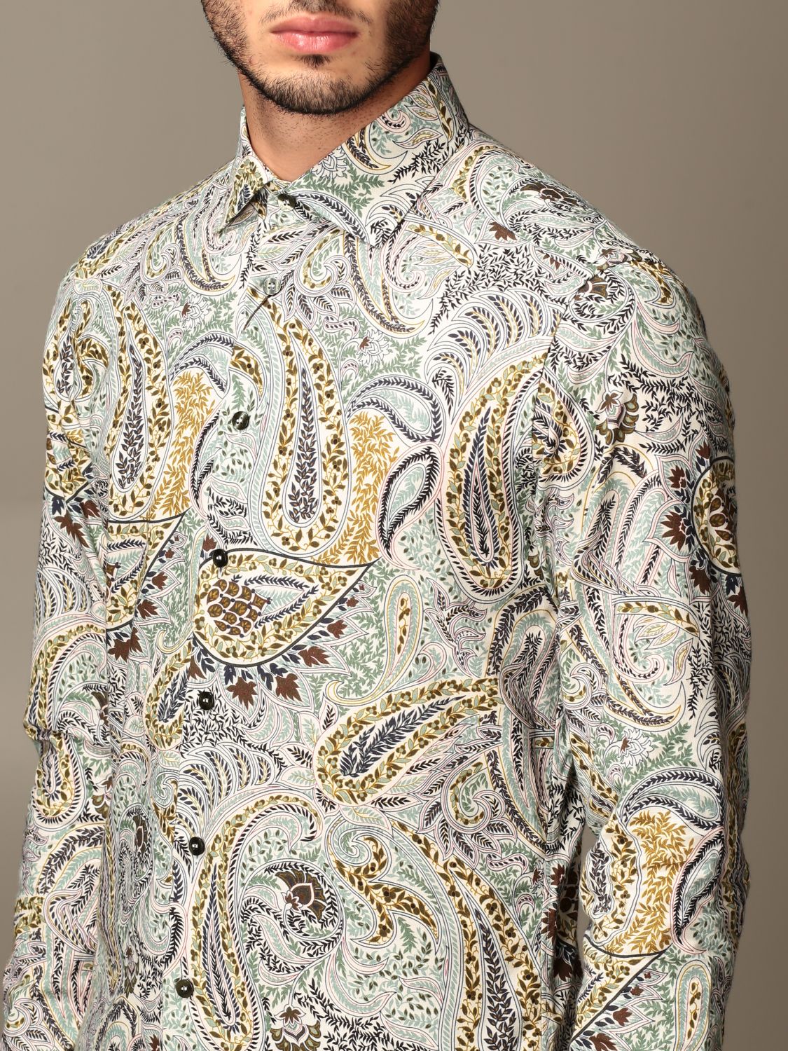 Etro shirt in paisley cotton with French collar