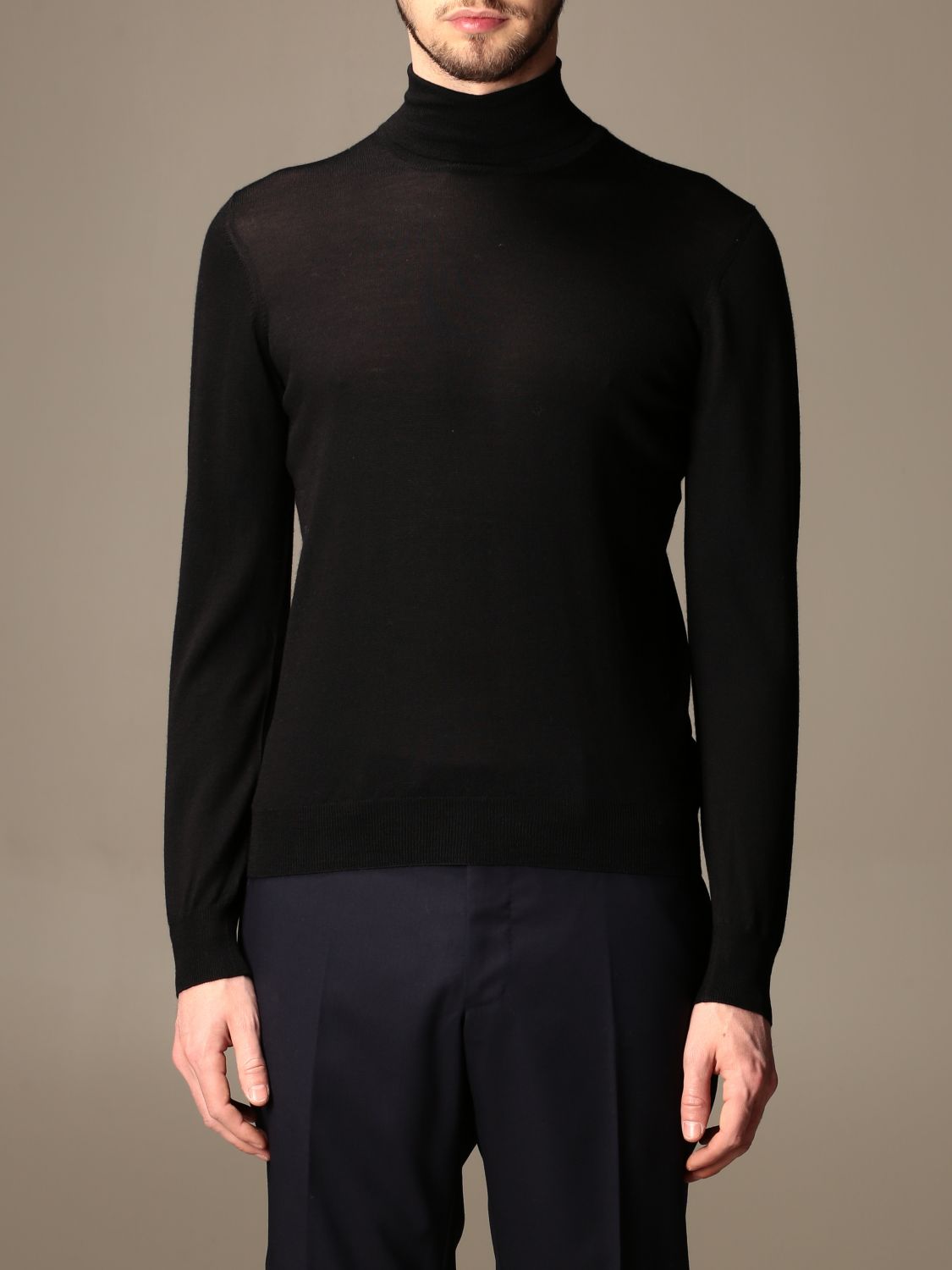 Tagliatore Outlet: turtleneck in wool and silk - Black | Sweater ...