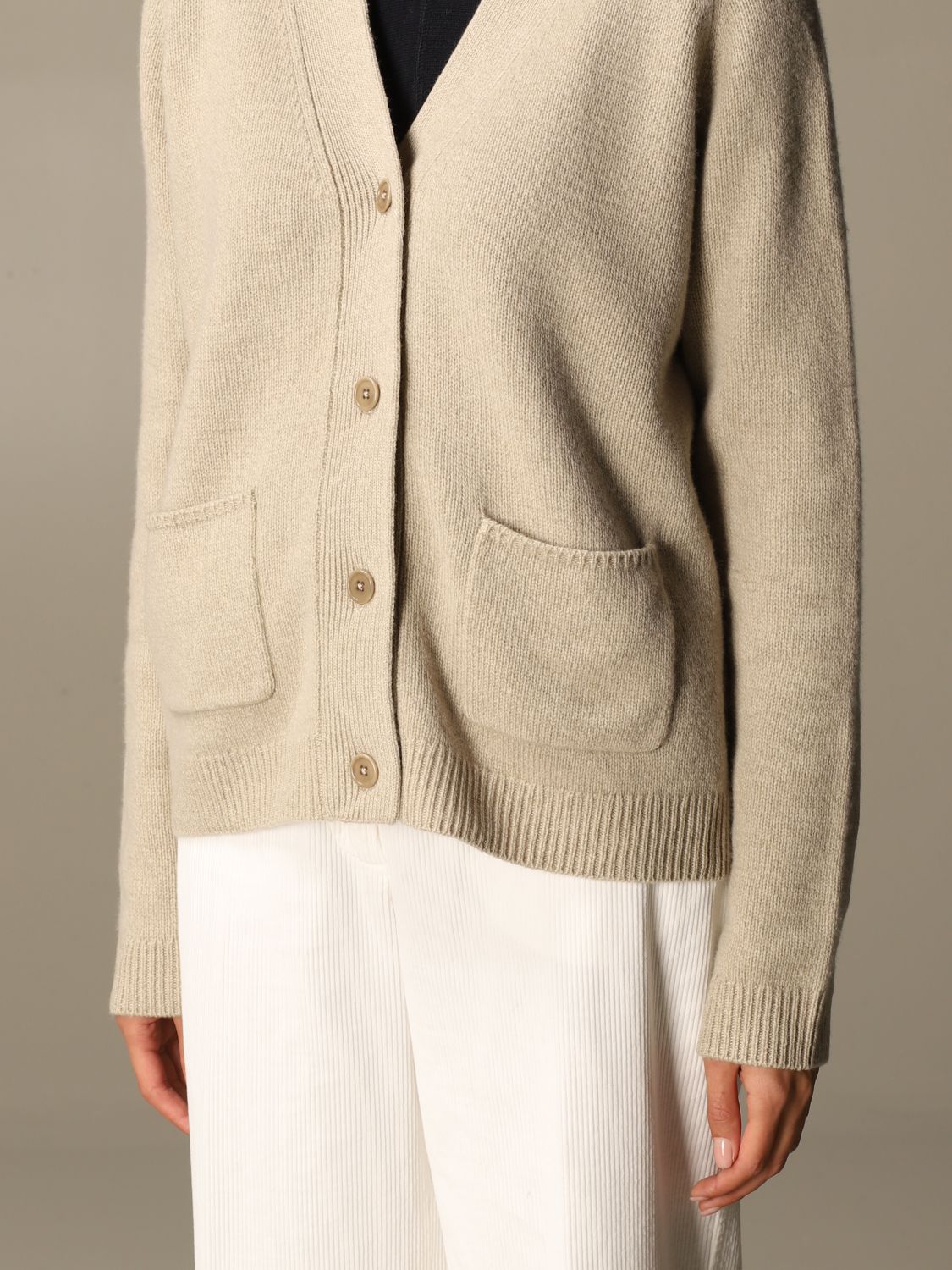 beige v neck cardigan