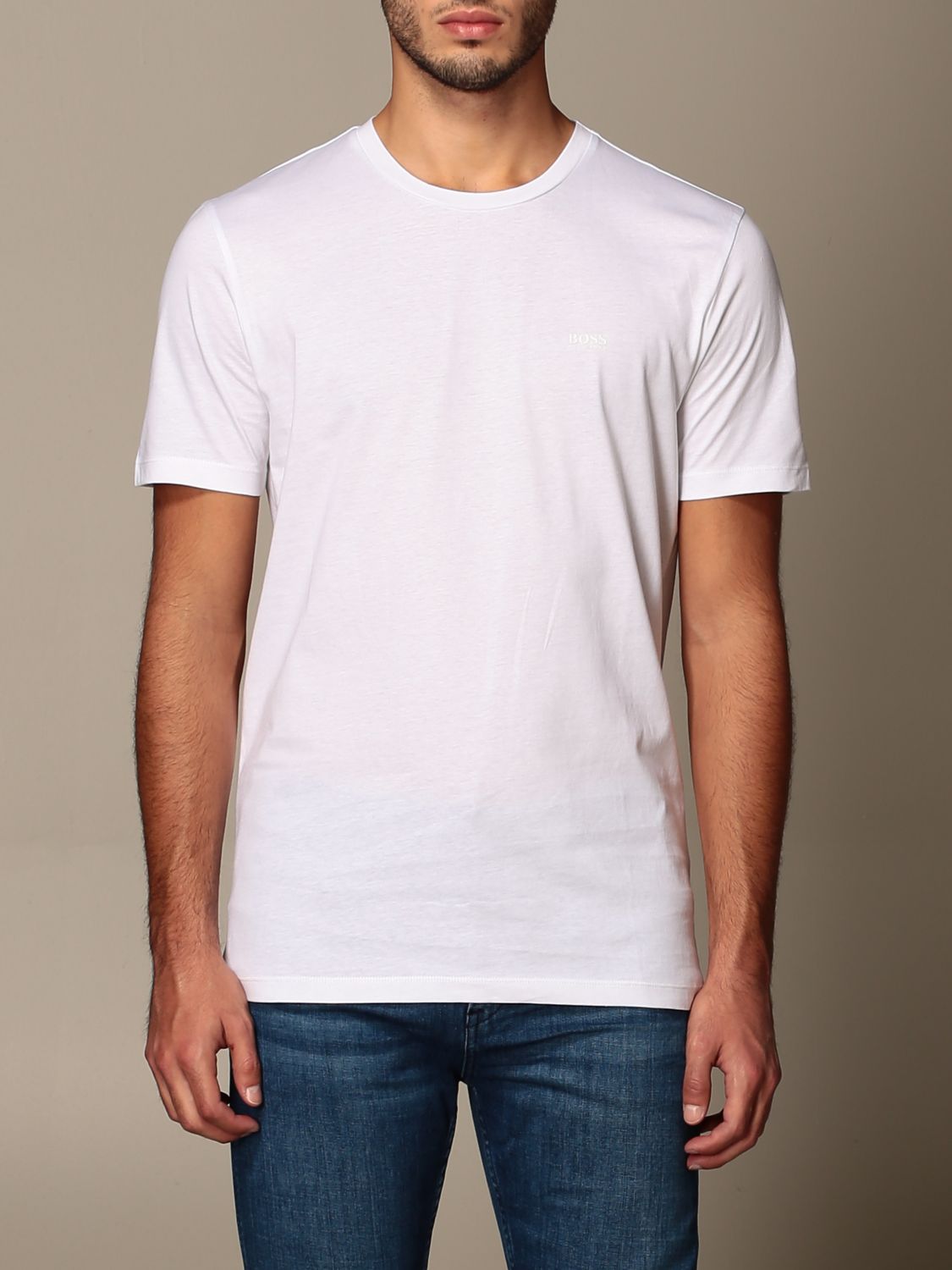 Boss Outlet cotton tshirt with logo TShirt Boss Men White TShirt Boss 10136613