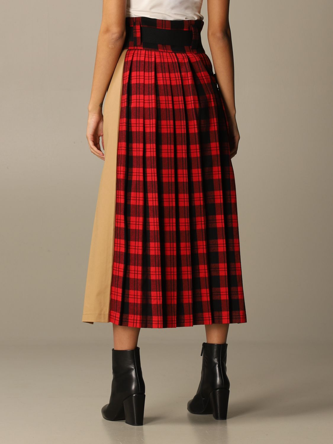 Gaëlle Paris Outlet: Gonna lunga GaËlle Paris con sezioni in tartan -  Bronzo | Gonna Gaëlle Paris 7246 GIGLIO.COM