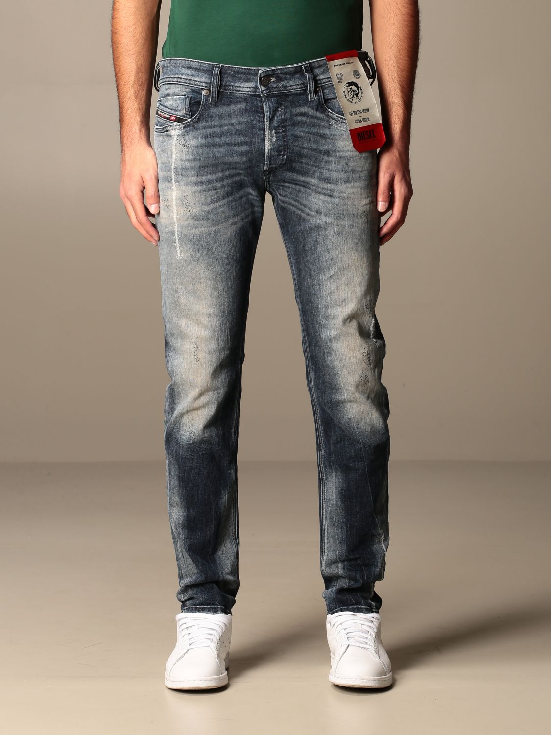 Diesel Outlet: jeans in vintage denim - Blue | Diesel jeans 00SWJE 069NI online on GIGLIO.COM