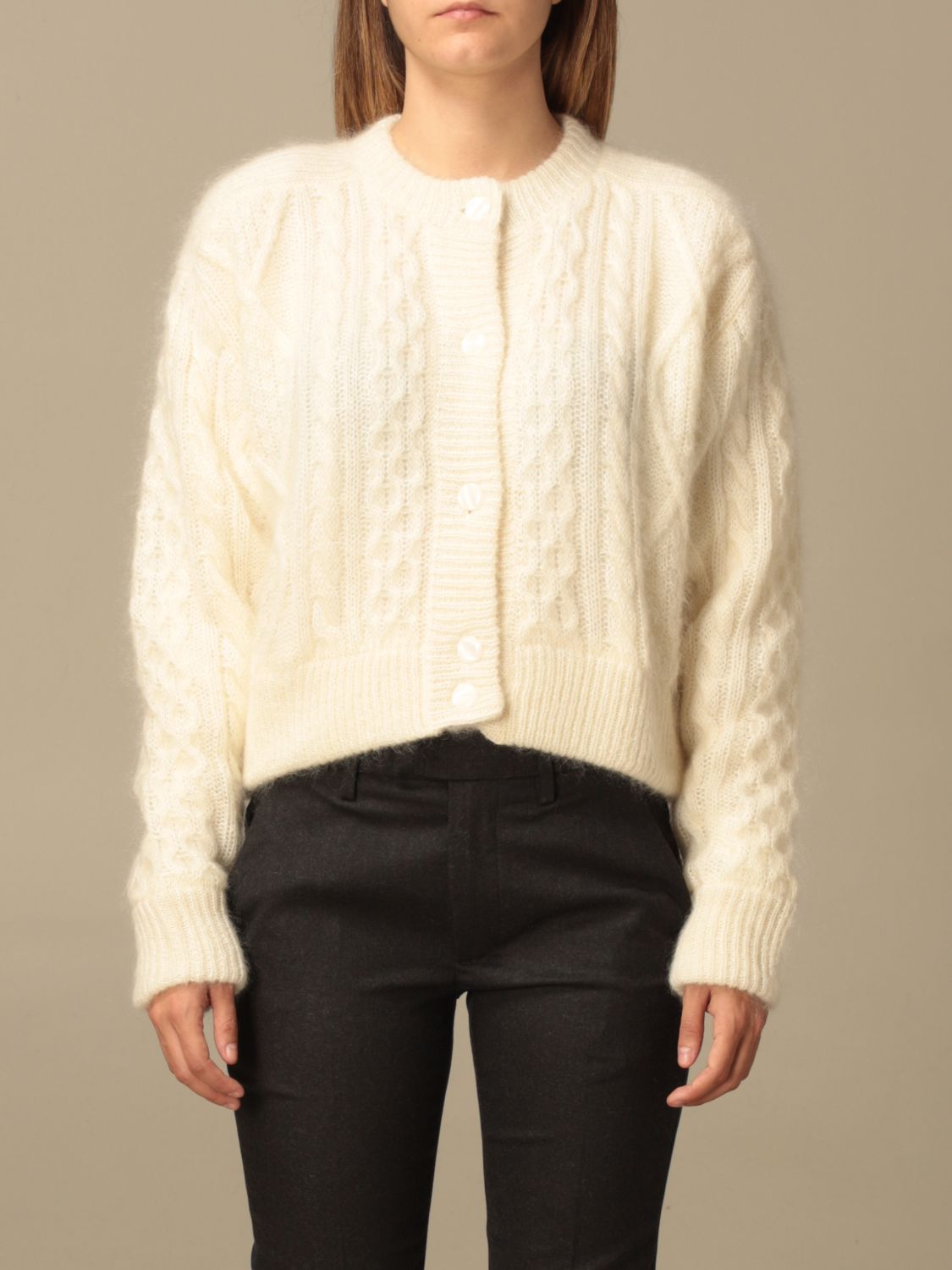 women yellow cardigan