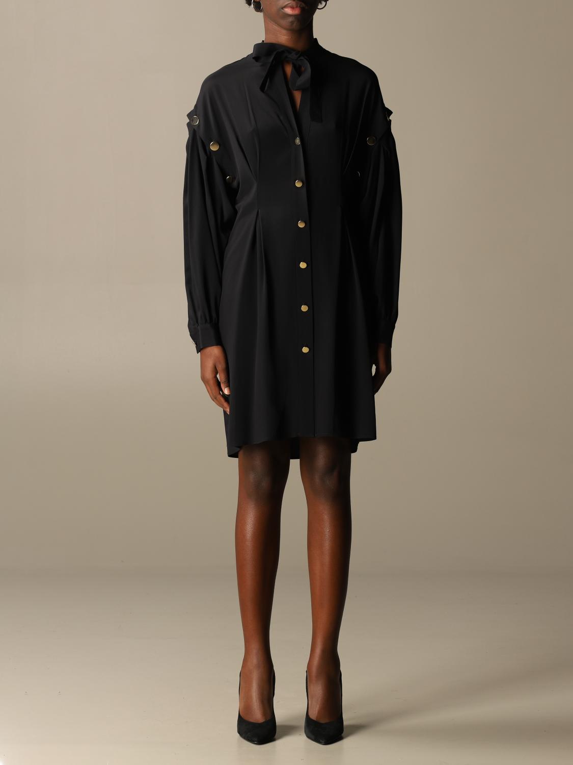 Simona Corsellini Outlet: shirt dress in acetate and silk blend - Black 