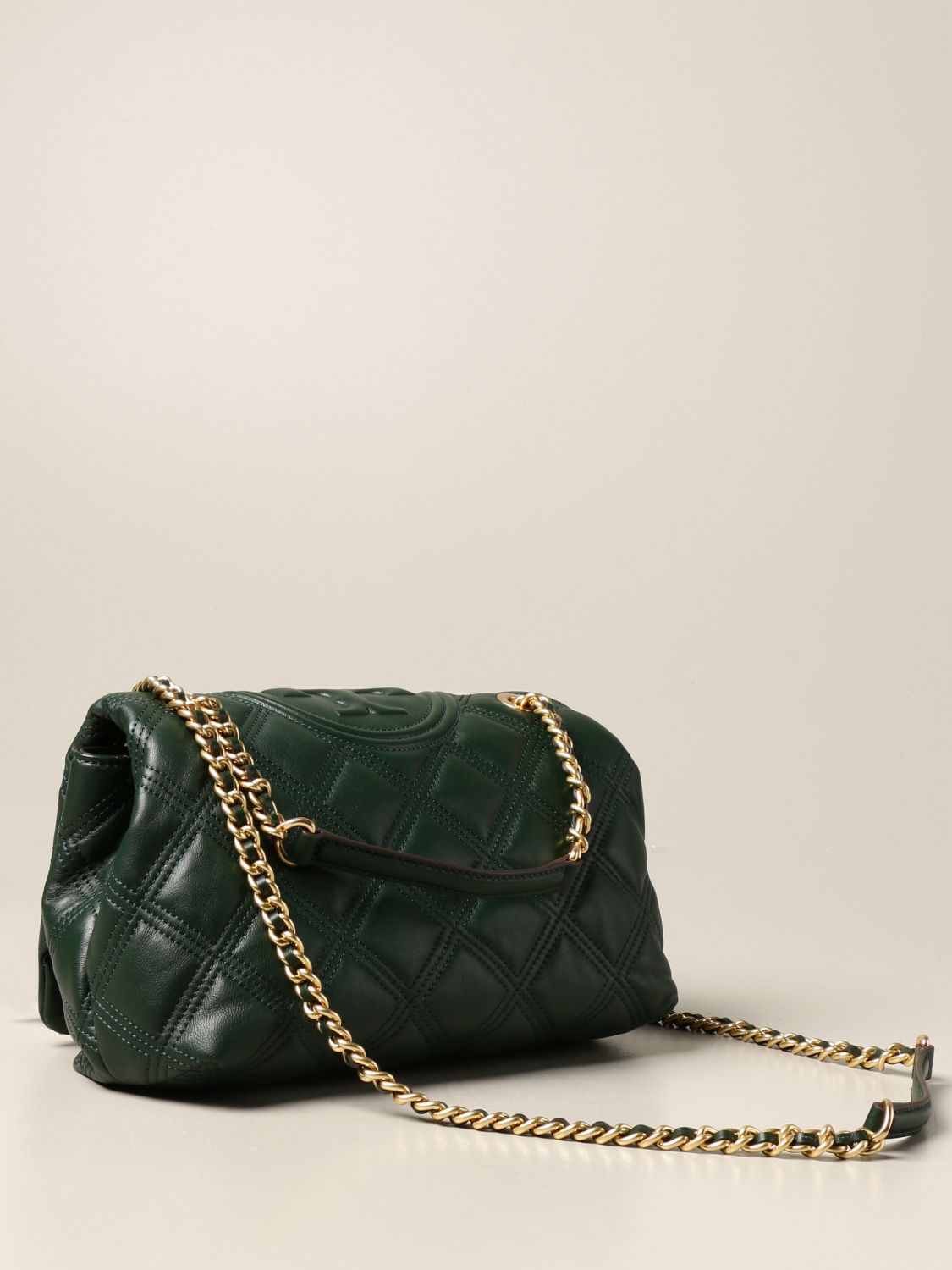 TORY BURCH: Fleming bag in quilted leather - Green | Tory Burch ...