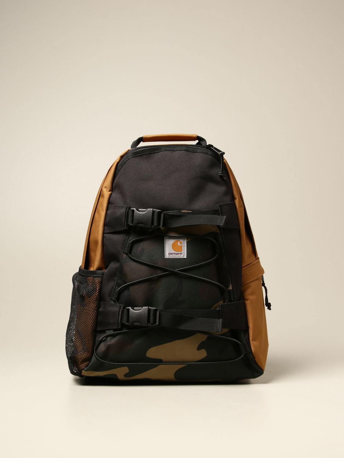 CARHARTT: backpack in tricolor canvas with elastic laces | Backpack Carhartt Men Brown 