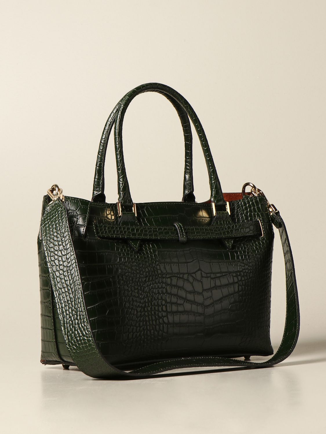 AVENUE 67: Elba bag in crocodile print leather - Green | Handbag Avenue ...