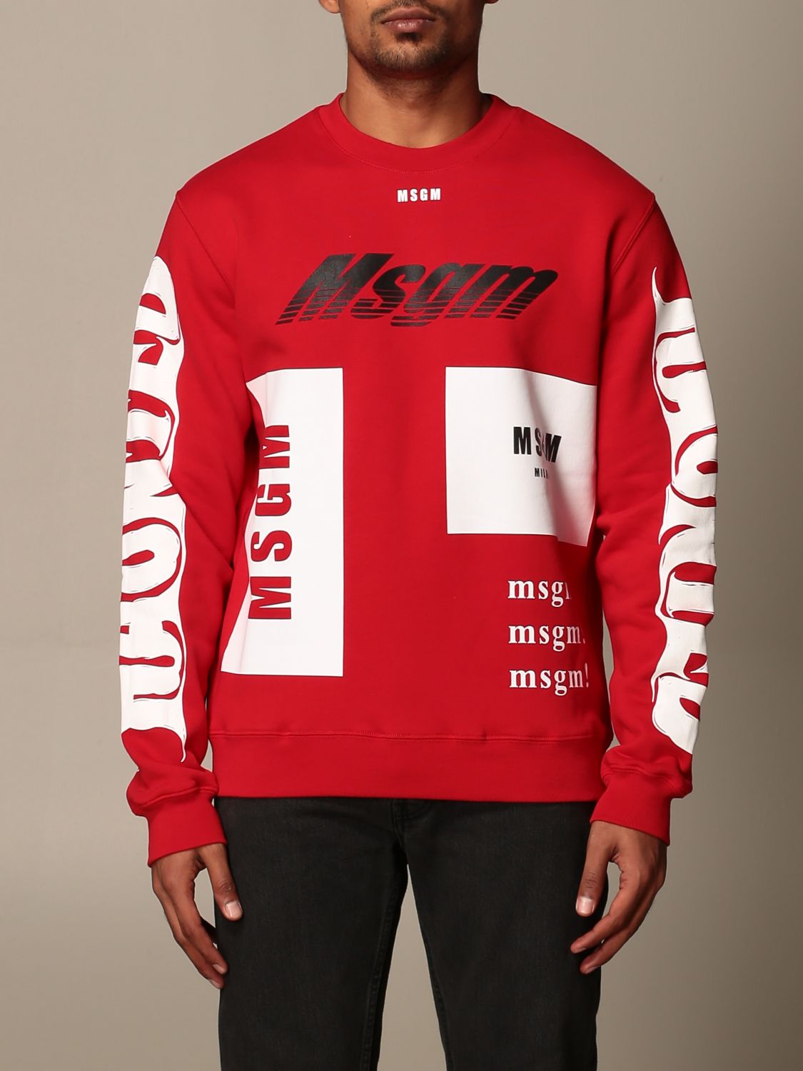 mens red crew neck sweatshirt