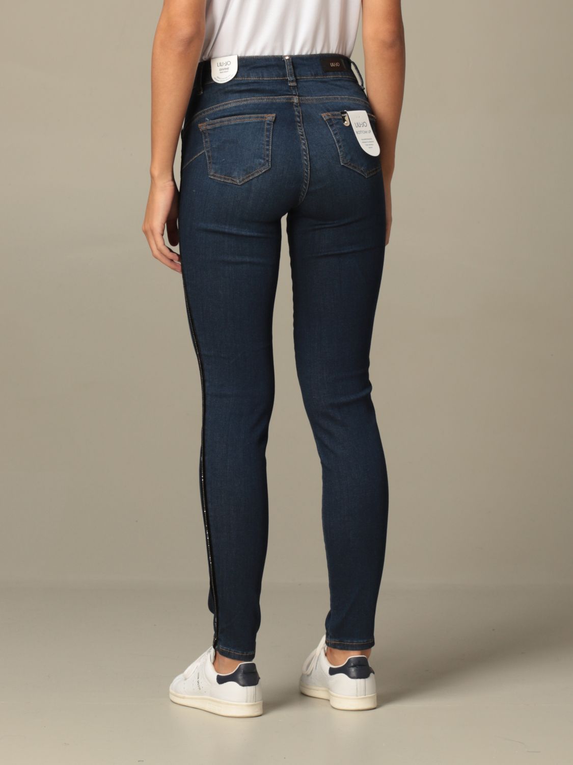 LIU JO: jeans in used denim with bands - Denim | Liu Jo jeans UF0013DM510 online GIGLIO.COM