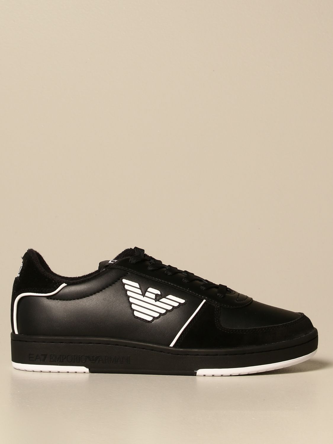 Ea7 Outlet: sneakers in leather and suede - Black | Ea7 sneakers X8X073 ...