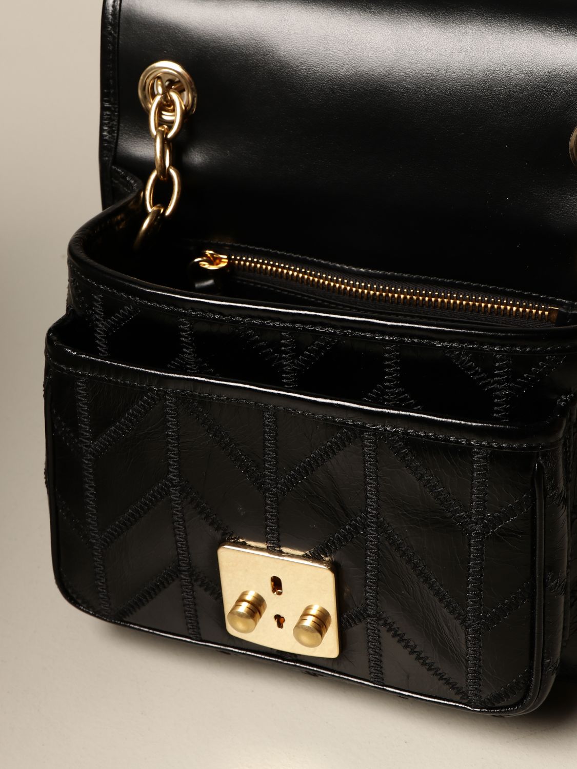 MIU MIU bag in crackle leather with stitching Crossbody Bags Miu Miu