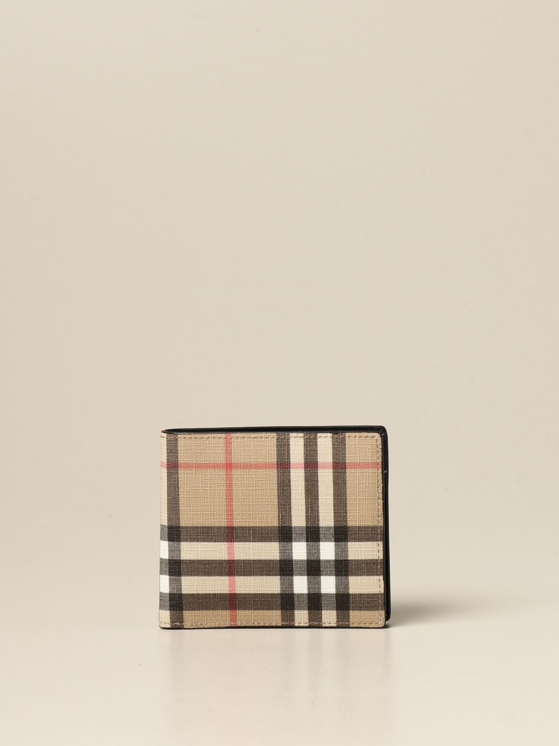 BURBERRY: wallet in e-canvas with vintage check pattern | Wallet