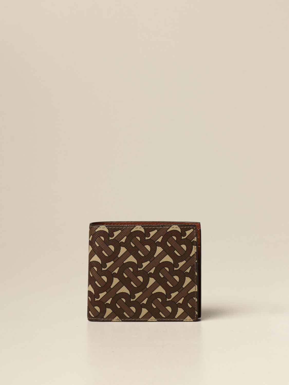 BURBERRY: wallet in e-canvas with monogram print - Brown | Burberry wallet  8022913 online on 