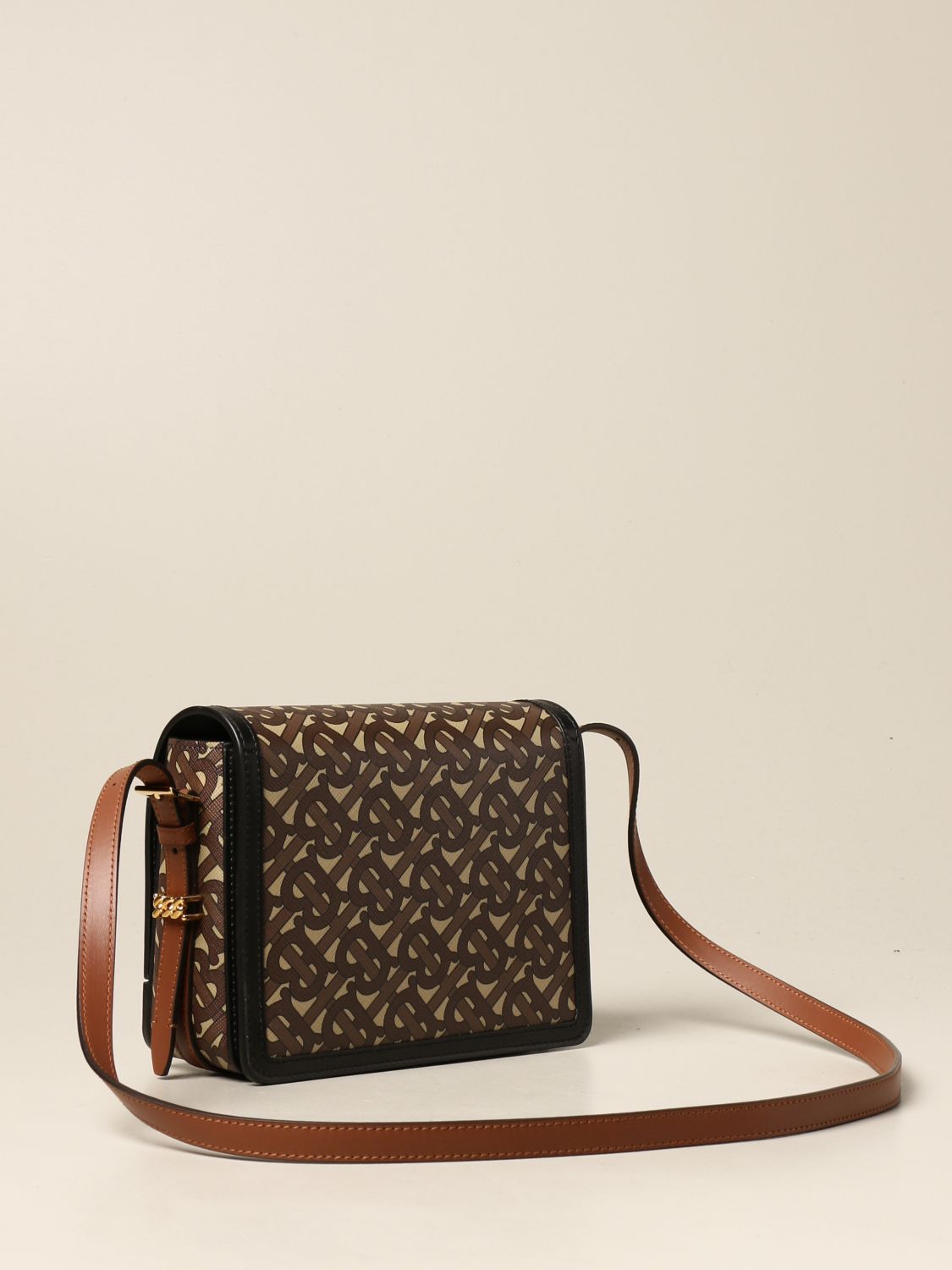 BURBERRY: crossbody bag in leather with TB print | Crossbody Bags ...