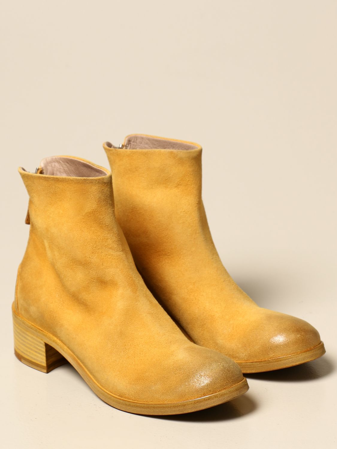 yellow heeled booties