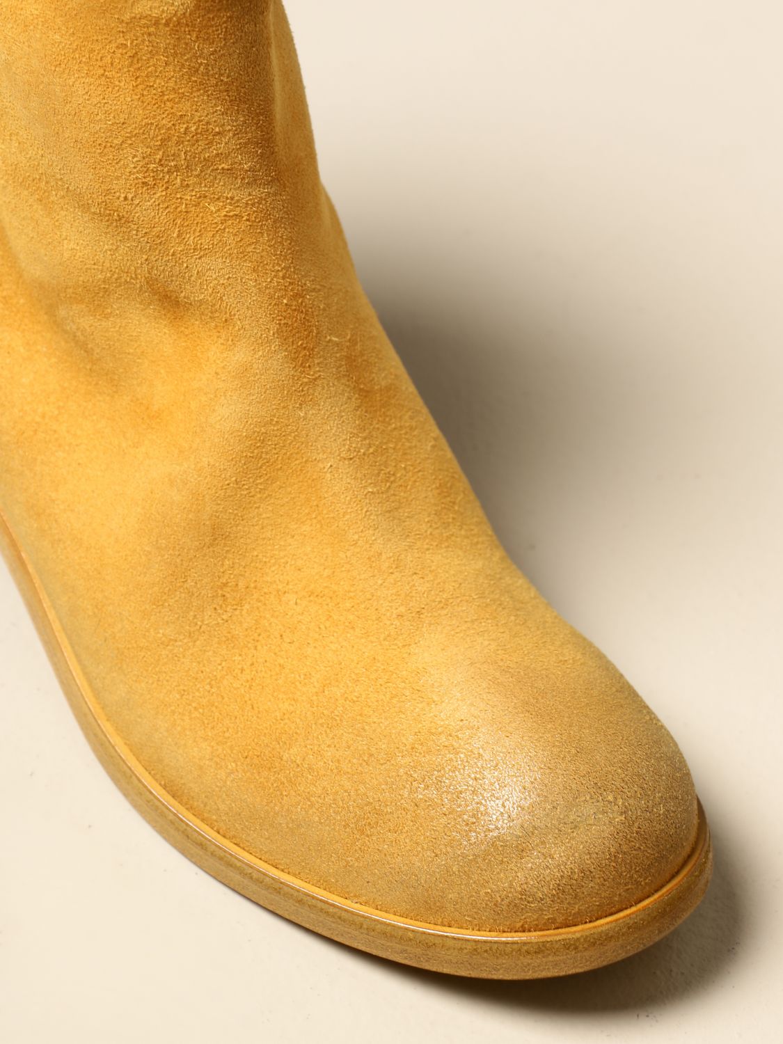 yellow heeled booties