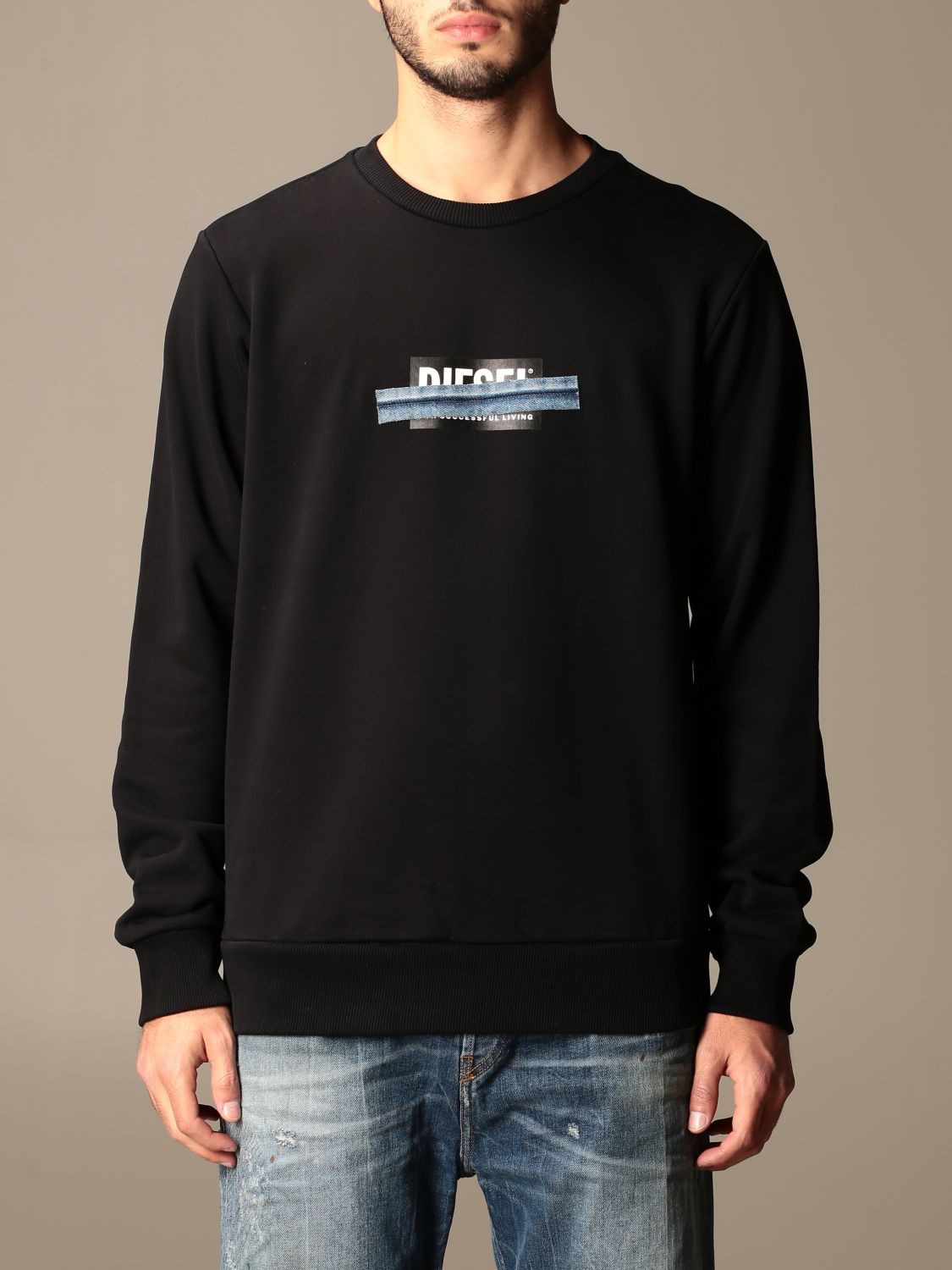 DIESEL: sweatshirt for men - Black | Diesel sweatshirt A01047 0KASL ...