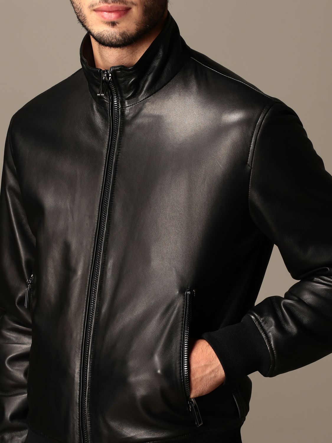 EMPORIO ARMANI: jacket with zip - Black | Jacket Emporio Armani 91B52P ...