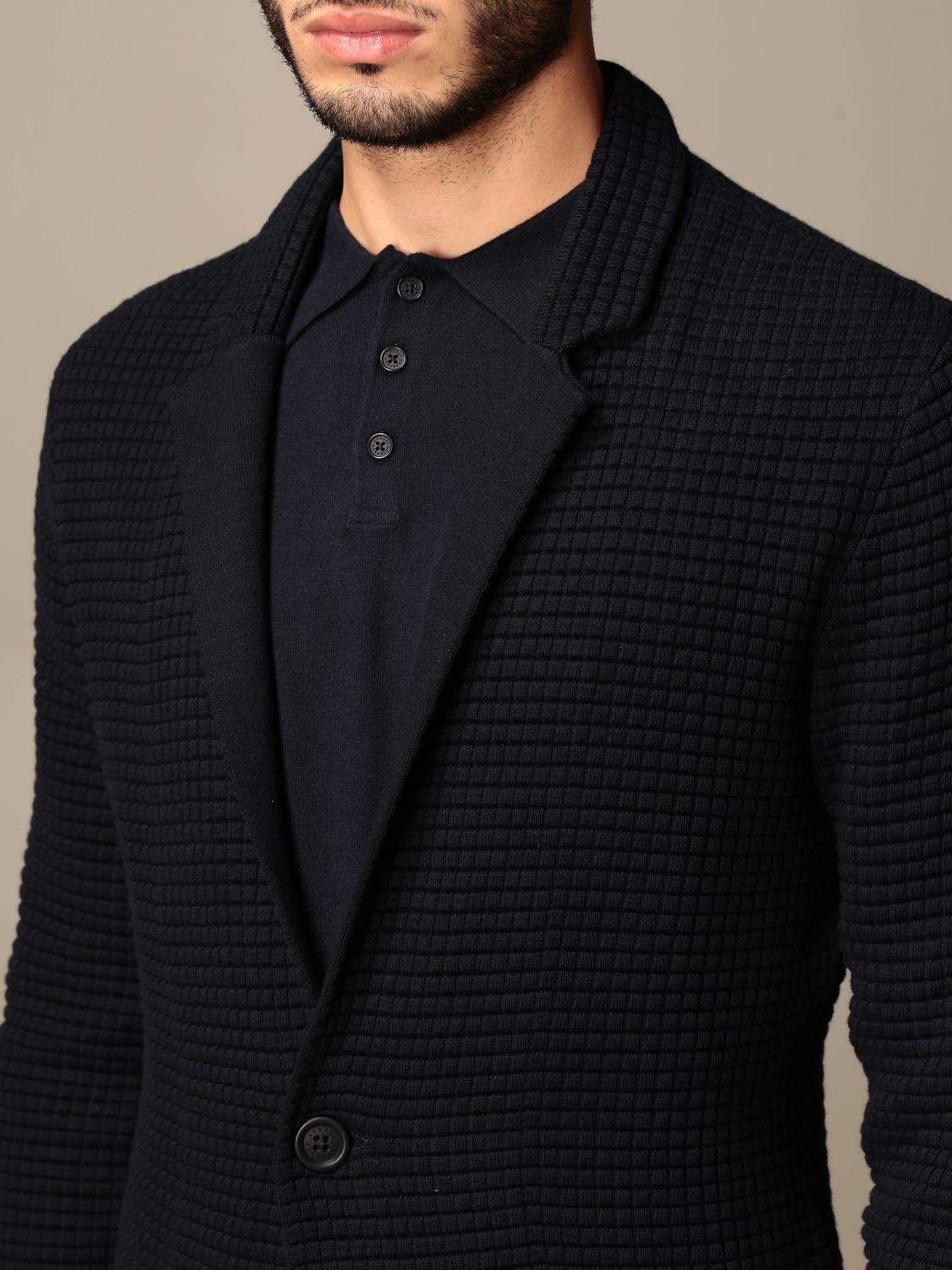 ARMANI EXCHANGE: Single-breasted jacket in knit - Navy | Armani Exchange  blazer 6HZG1B ZMU5Z online on 