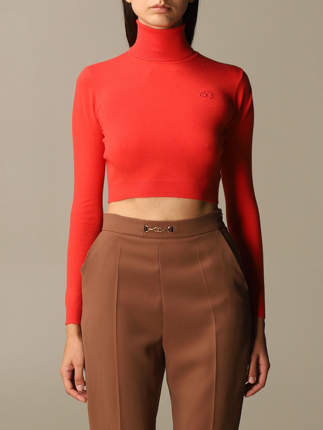 ELISABETTA FRANCHI: Lupetto cropped con logo - Amaranto | Maglia Elisabetta  Franchi MK83B 06E2 GIGLIO.COM