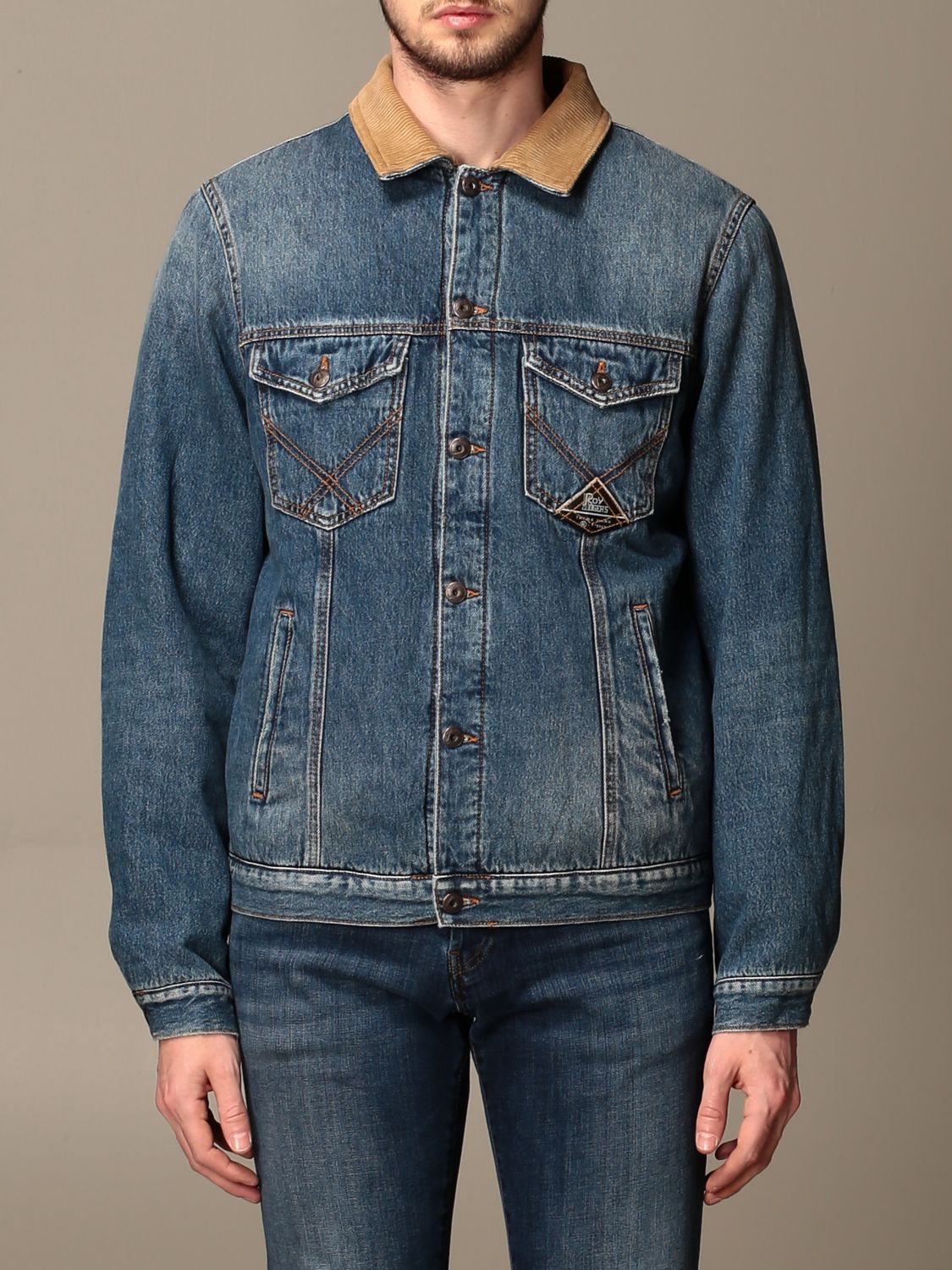 Roy Rogers Outlet: denim jacket with contrast collar - Denim | Roy ...