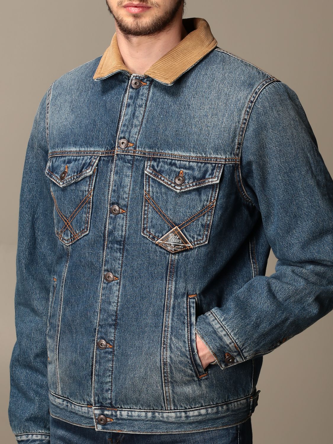 Roy Rogers Outlet: denim jacket with contrast collar | Jacket Roy ...