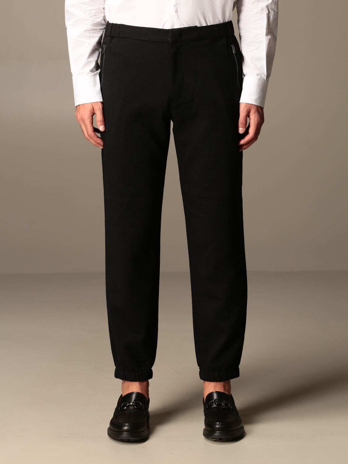 men's black armani trousers