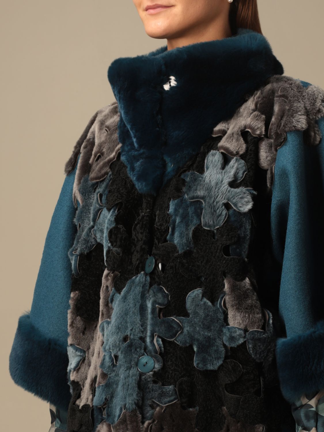 manteau femme bleu canard