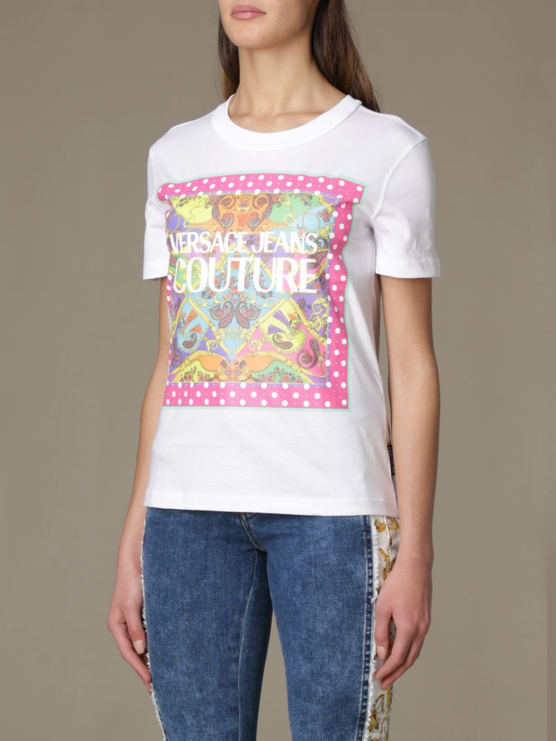 VERSACE JEANS COUTURE: T-shirt with Paisley print | T-Shirt Versace ...