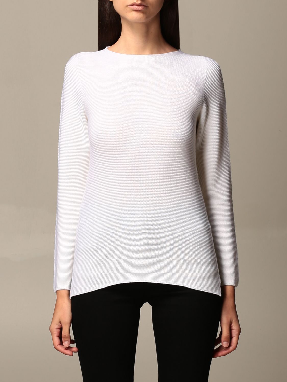 GRAN SASSO: crew neck sweater in virgin wool - Yellow Cream | Gran ...