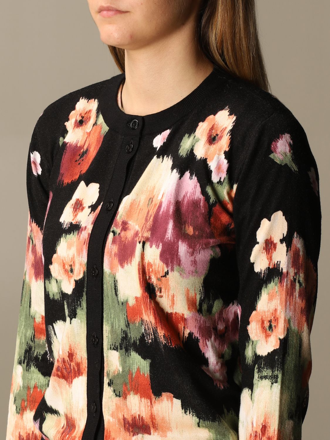 TWINSET: Twin-set cardigan with floral pattern - Black | Twinset ...