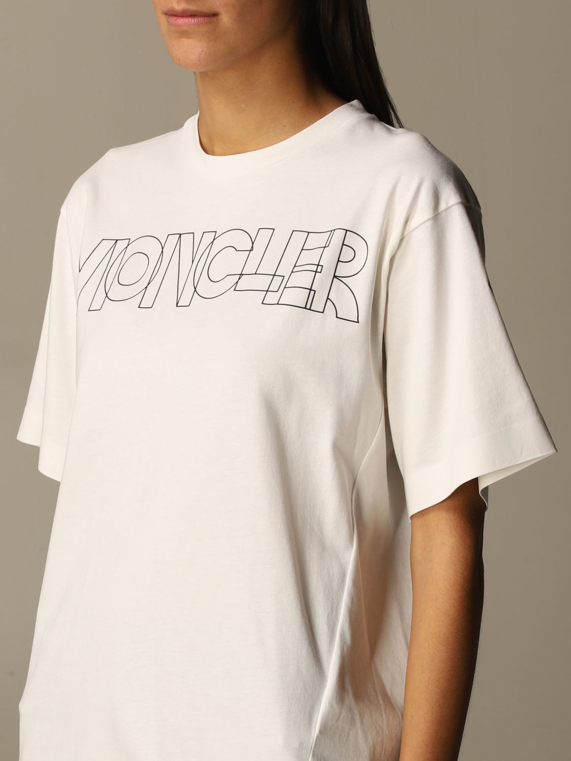 MONCLER: short-sleeved T-shirt with logo | T-Shirt Moncler Women White ...