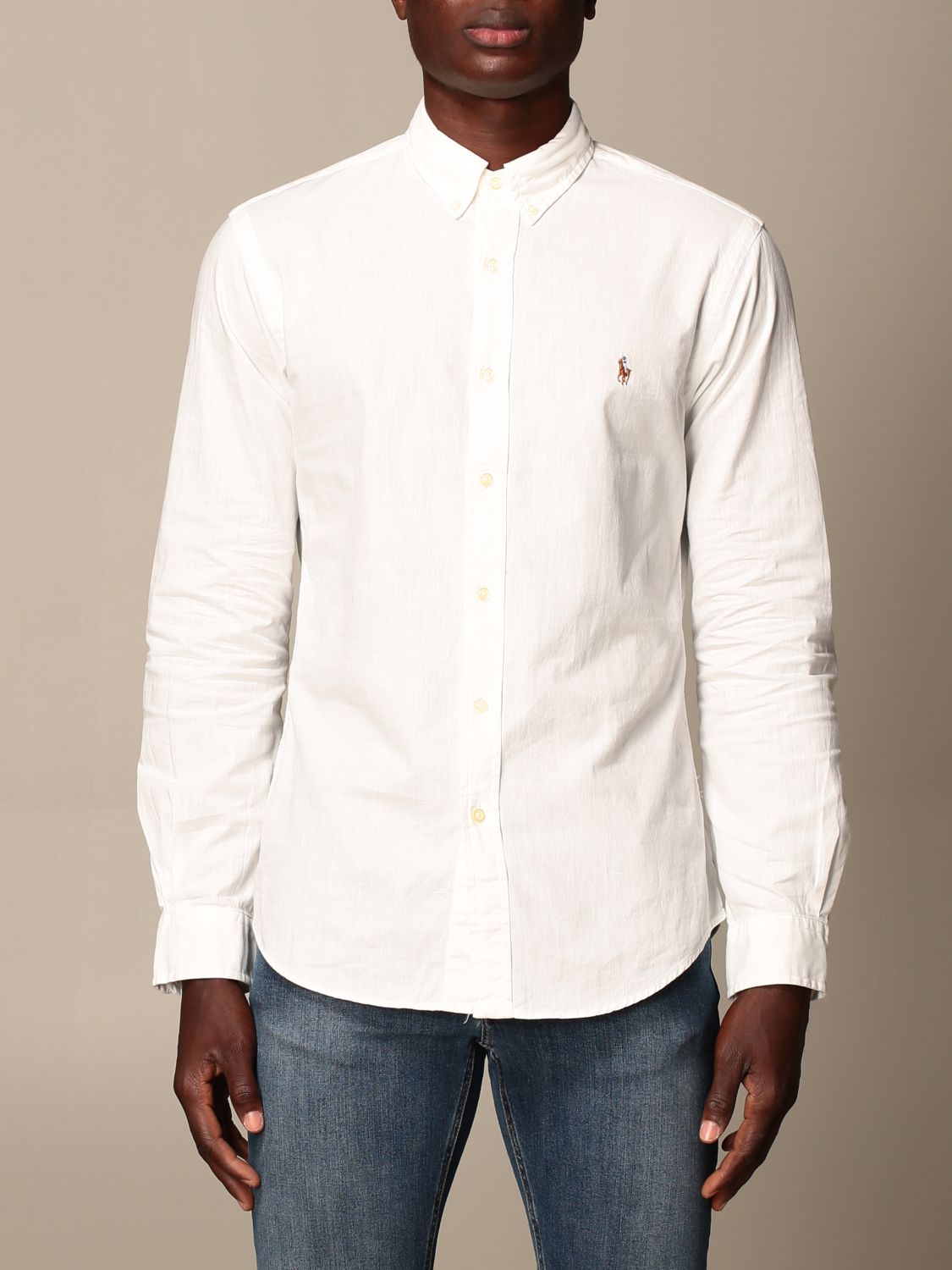 Premier Mentality In other words POLO RALPH LAUREN: cotton shirt with logo - White | Shirt Polo Ralph Lauren  710795457 GIGLIO.COM