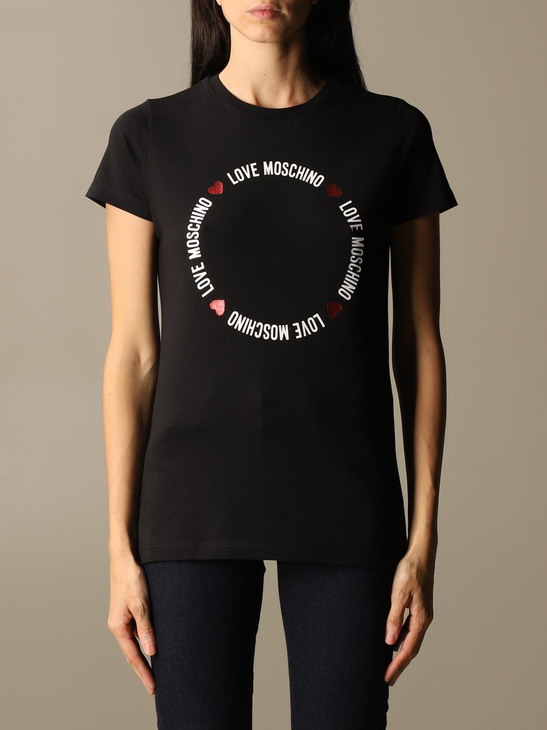 Love Moschino Outlet: T-shirt con logo | T-Shirt Love Moschino Donna Nero 1  | T-Shirt Love Moschino CFW4F7367E1951 GIGLIO.COM
