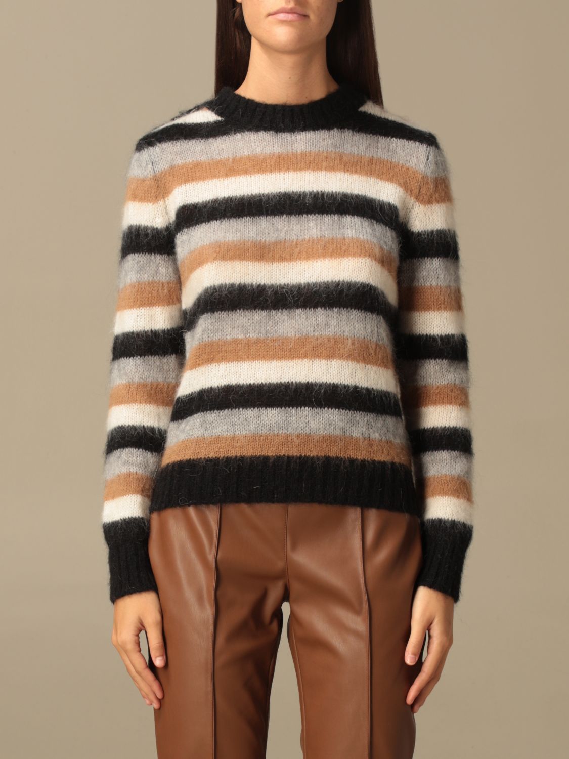 camel striped sweater