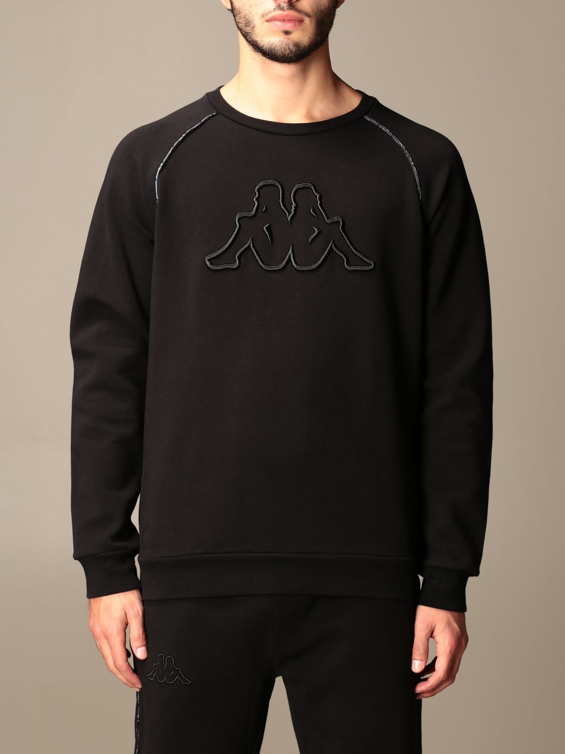 crewneck sweatshirt with logo - Black | Kappa sweatshirt online on GIGLIO.COM