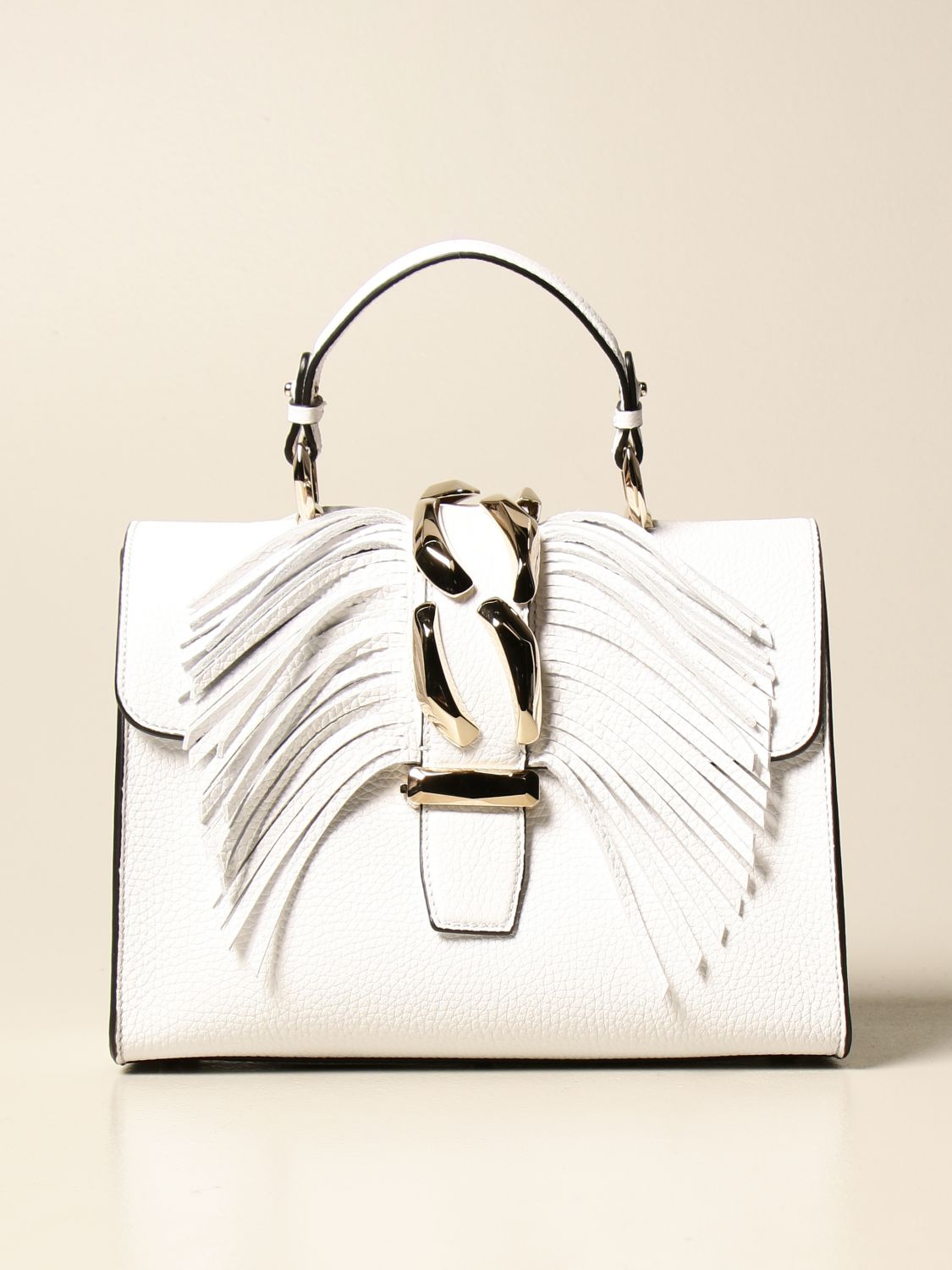 Ermanno Scervino Outlet: Borsa in pelle martellata - Bianco | Borsa A Mano Ermanno  Scervino D373S723 CZY GIGLIO.COM