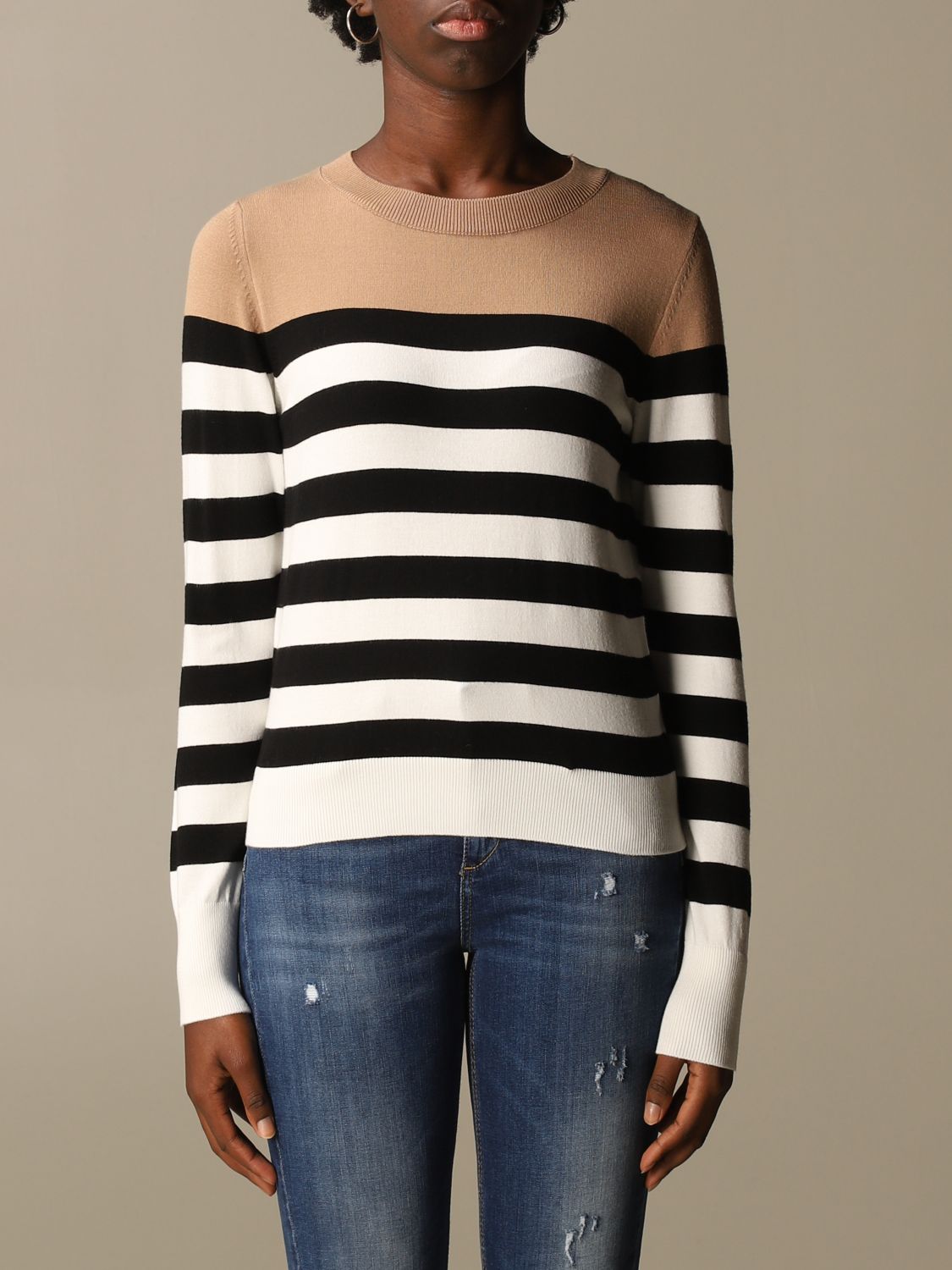 camel striped sweater