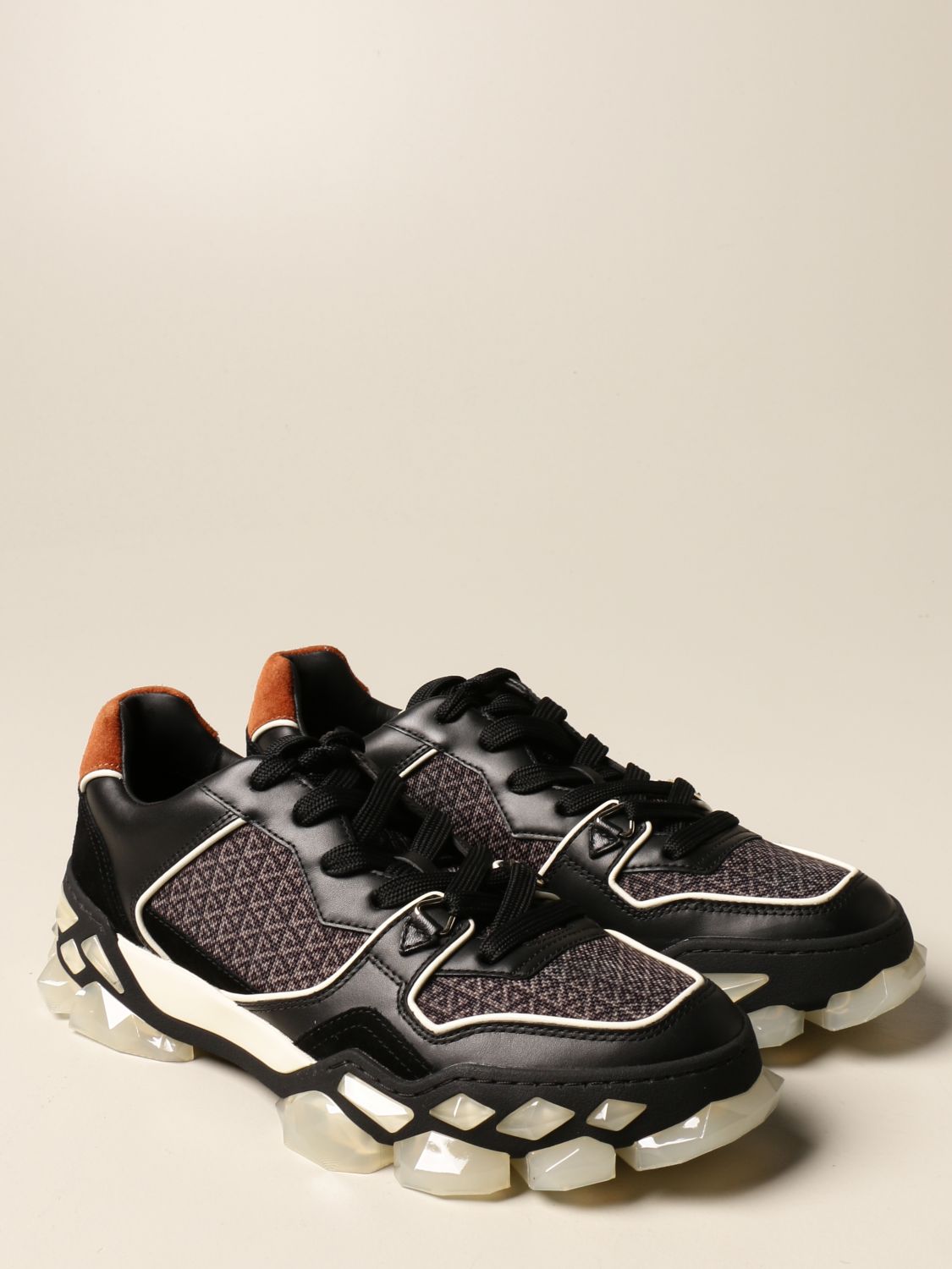 Jimmy Choo Outlet: Diamond X Trainer / M sneakers in leather and fabric ...