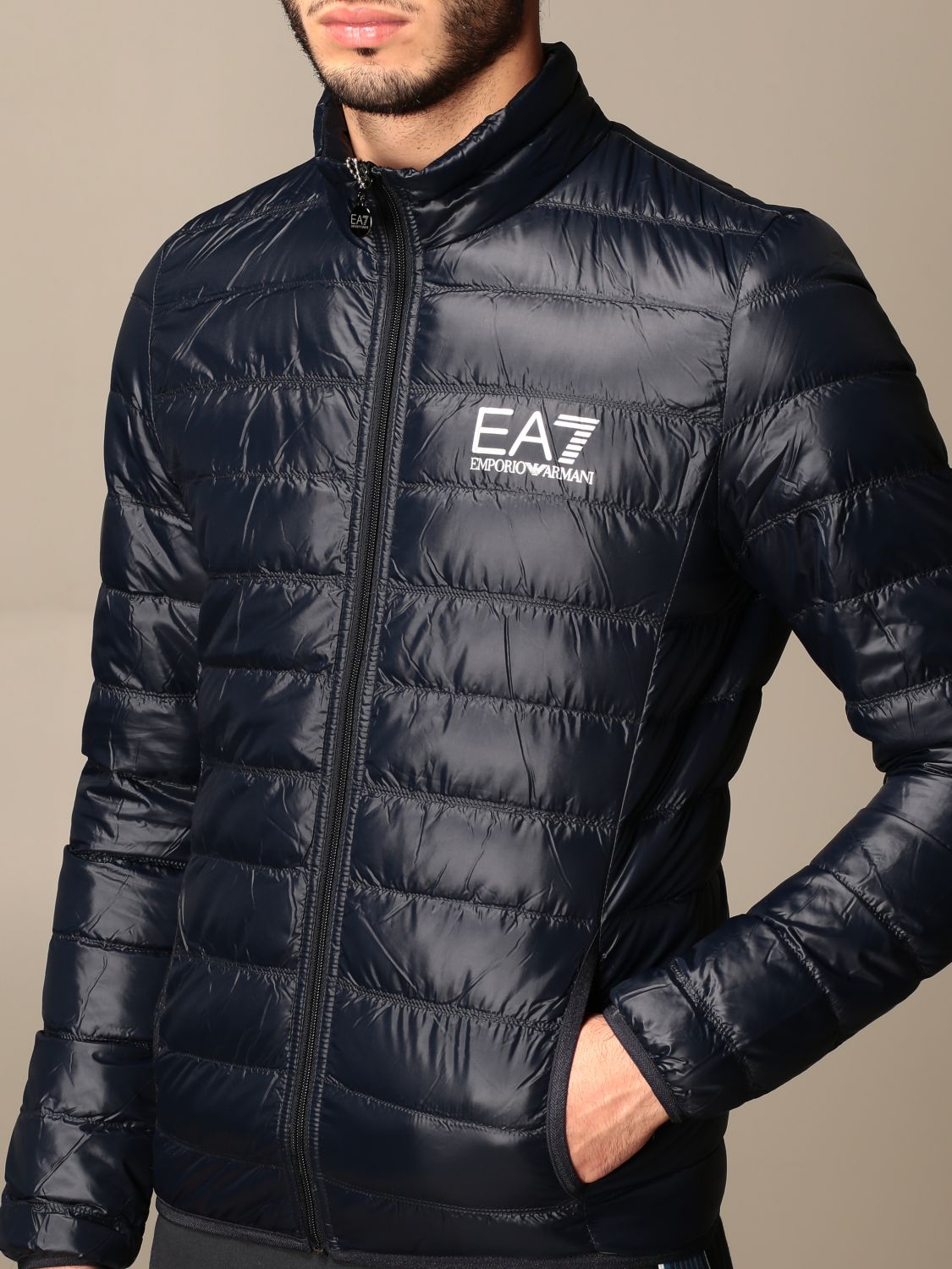 EA7: down jacket in padded nylon with logo | Jacket Ea7 Men Blue ...