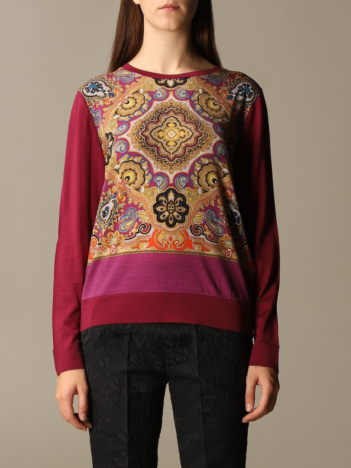 Etro Patterned Crewneck Sweater Multicolor Etro Sweater 19238 5203 Online At Giglio