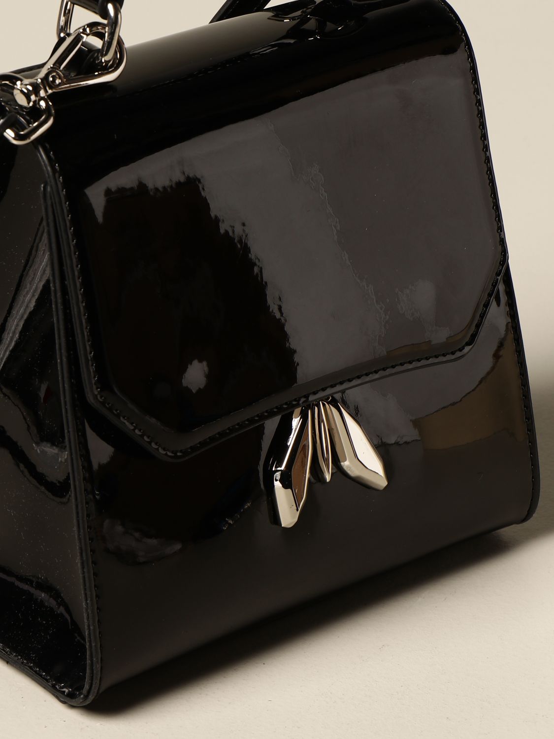 PATRIZIA PEPE: Patent leather Fly shoulder bag - Black | Patrizia Pepe ...