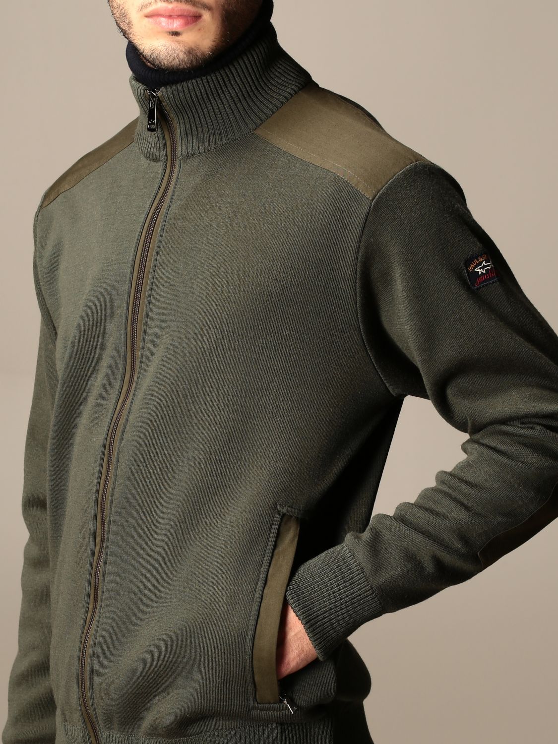 Paul & Shark Outlet: with zip and contrasting details | Sweater Paul & Shark Men Green | Paul & Shark C0P1029 GIGLIO.COM